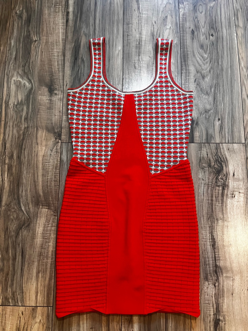 Z Spoke by Zac Posen Red Combo Knit Sleeveless Bodycon Dress S - Picture 3 of 15